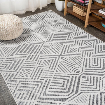 Jordan High-low Pile Art Deco Geometric Indoor/outdoor Area Rug